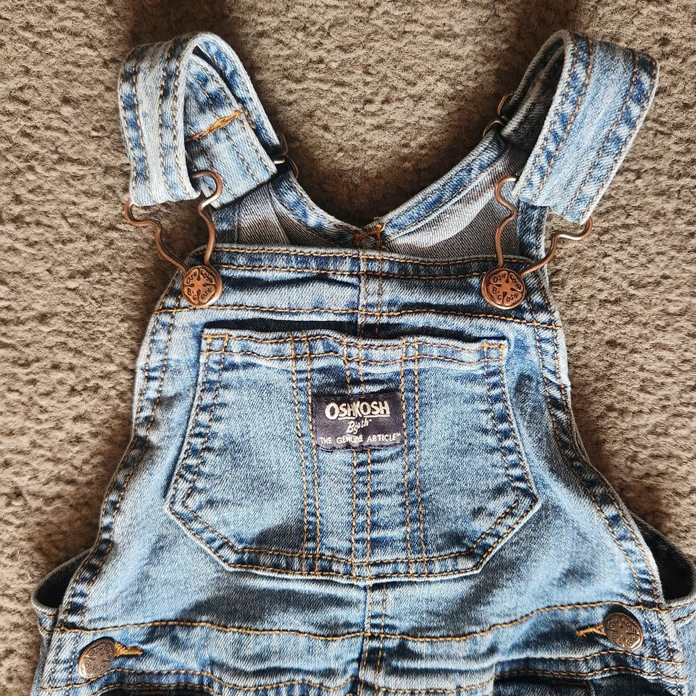 OSH KOSH Toddler Denim Overalls Size 18 Mo Faded Pants